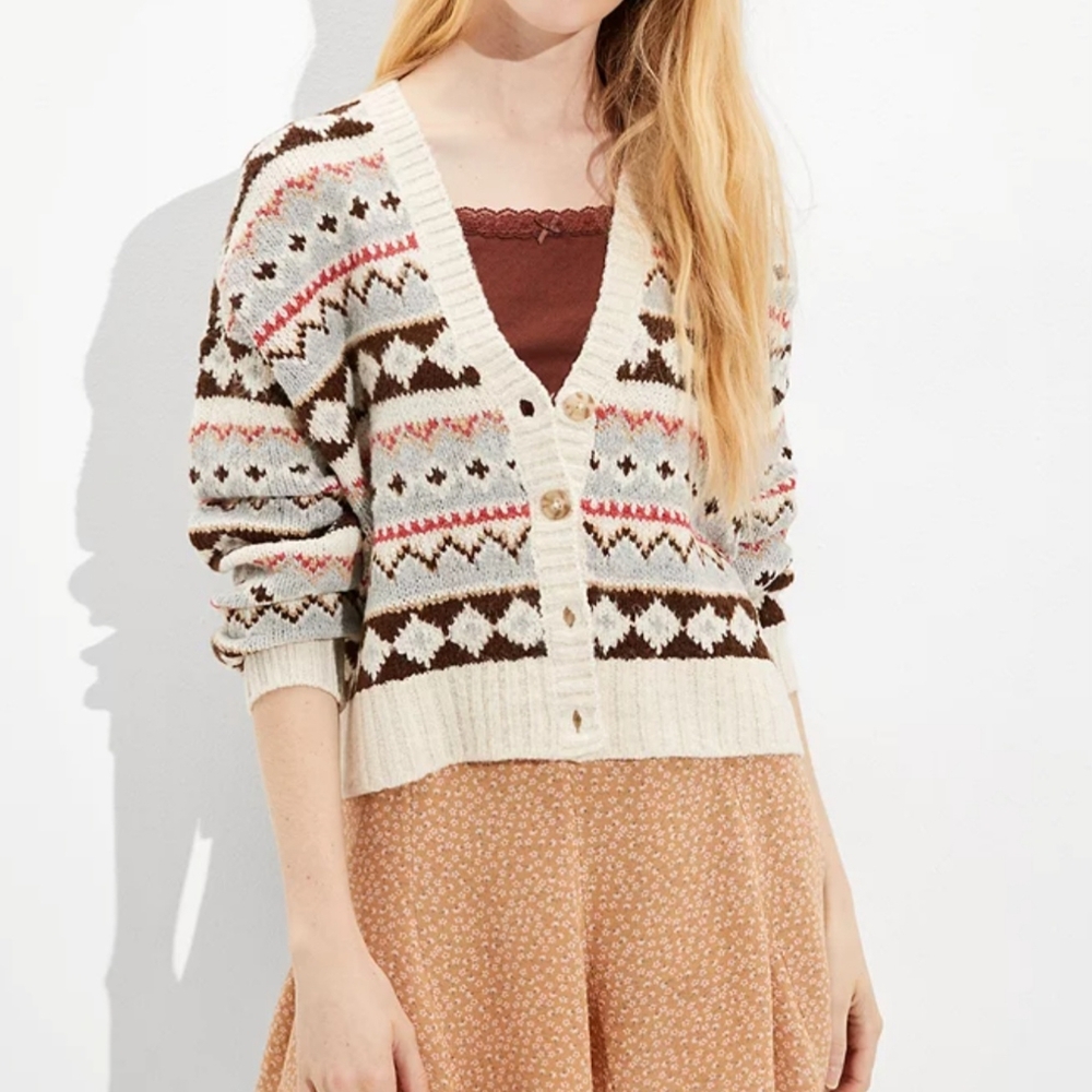 AE AMERICAN EAGLE Soft & Cozy Fairisle Button-Up Cardigan‎ XS